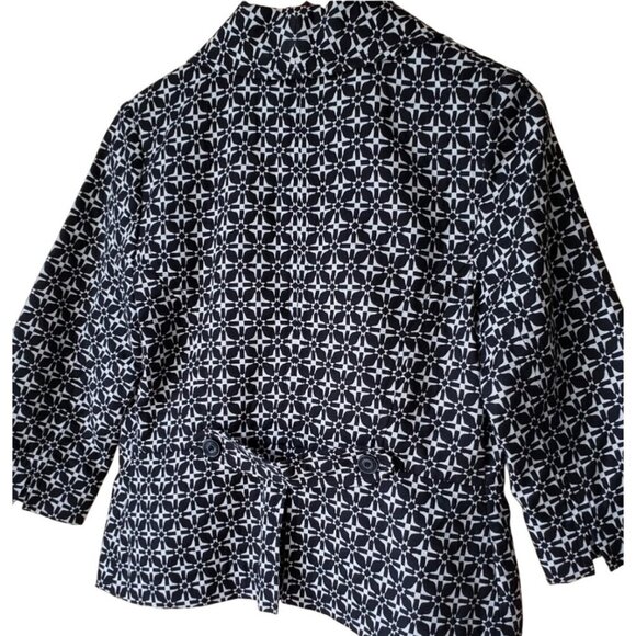 WHBM BLAZER 3/4 Sleeve Black & White Geometric Button Down Blazer Jacket - Picture 4 of 8